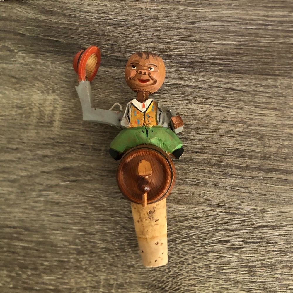 Vtg Anri Hand Crafted Wooden Bottle Stopper